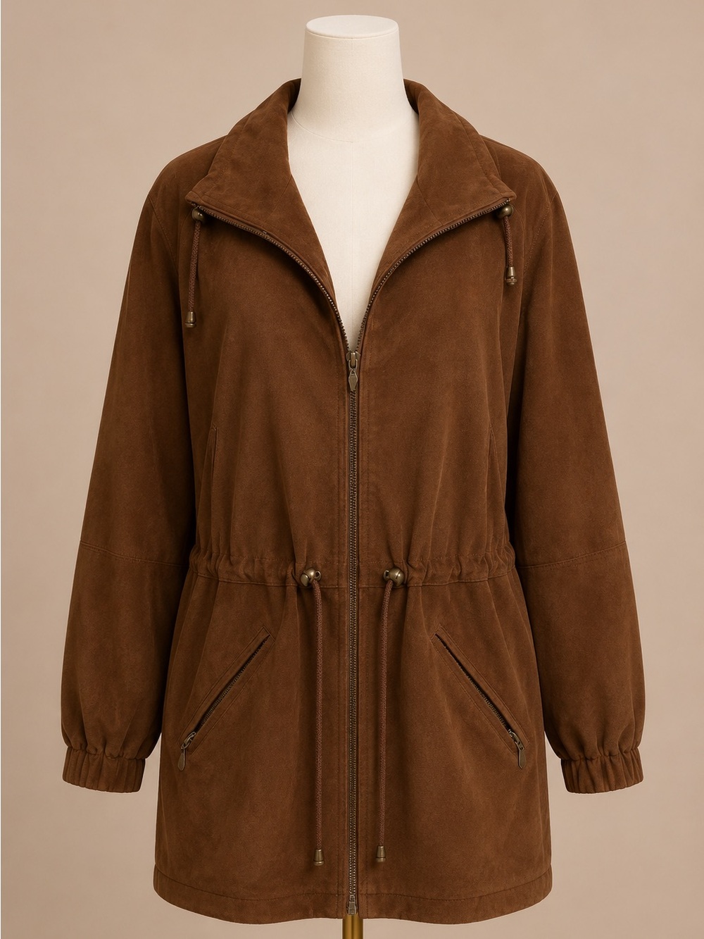 John Carlisle Brown Genuine Suede Cinched Waist Jacket Women’s Medium